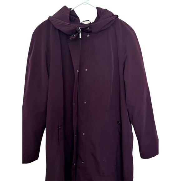 Coldwater Creek XL Women’s Purple Hooded Saturday In The Park Lined Raincoat - Picture 6 of 11